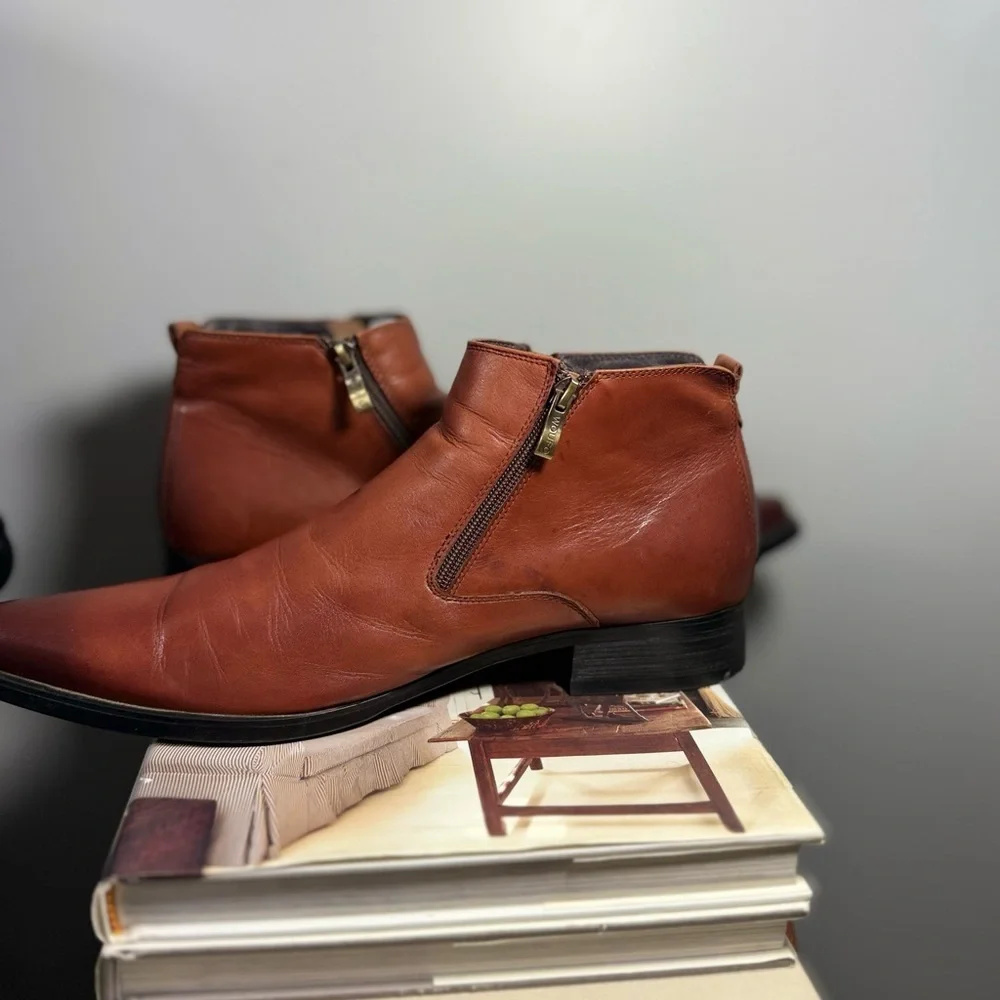 WOUFO Chukka Men's Brown Leather Size 12 Business Formal Ankle Boots